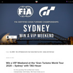 Win a VIP Weekend at the ‘Gran Turismo World Tour 2020 – Sydney’ from TAG Heuer