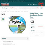 Nylex Garden Hose 12mm x 15m Knockabout  $15 (Was $26.80), 12mm x 30m $29 (Was $49)  @ Bunnings