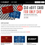 $50 Gift Card for $40 @ Event Cinemas (Cinebuzz Offer)