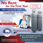 [NSW] $0 Rent for The First Year on 45kg LPG Gas Cylinders - Local Areas Only @ Riverstone LPG