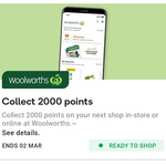 Collect 2000 Everyday Rewards Points with Your Next Shop Online or in-Store (No Min Spend) @ Woolworths