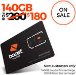 Boost Mobile $200 Prepaid SIM (140GB, 365 Days) $180 Delivered @ Boost Mobile