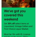 Uber Eats: 30% off Selected Alcohol Items at Liquorland, Vintage Cellars and First Choice Liquor Market