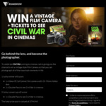 Win a Vintage Nikon Film Camera + Passes to Civil War or 1 of 5 Double Passes from Village Roadshow