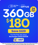 Catch Connect 365-Day Prepaid Mobile Plan 360GB $165 Delivered (Was $300) @ Catch (New Services)