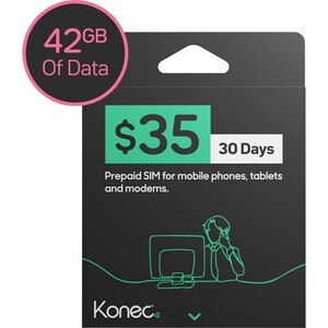 Konec $35 30-Day 42GB Prepaid SIM for $10 + 1000 Bonus Everyday Rewards Points + Delivery ($0 C&C/ in-Store/ $65 Order) @ Big W