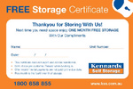 One Month's Free Storage after 3 Months of Storage at Kennards Self Storage