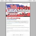 USAFoods 15% off Instore This Weekend + 10% off Online (Today Only)