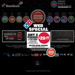 Domino's Pizza 3 Pizzas + Garlic Bread + 1.25l Drink Pick up $22.95 Valid for 4 days