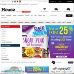 House Online - Extra 25% off Site-Wide* Including Sale Items Free Pickup Where Stock Available