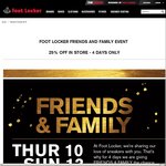25% off Footlocker: 10th - 13th Nov (in-Store Only)