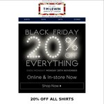 T M Lewin - 20% off Everything Shirts - 4 for $36ea + Delivery