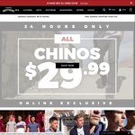All Mens Chinos $29.99 from Hallenstein Brothers (Spend $50 for Free Shipping)