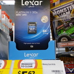 Lexar 16GB Platinum 11 300x SDHC UHS-1 $5.62 @ Coles (The Barracks, QLD)