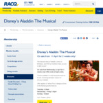 [QLD] Aladdin Musical QPAC $89 Tickets (Usually $109) for RACQ Members