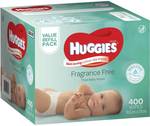 Huggies Baby Wipes Value Refill Fragrance Free 400 Pack $11.25 @ Woolworths