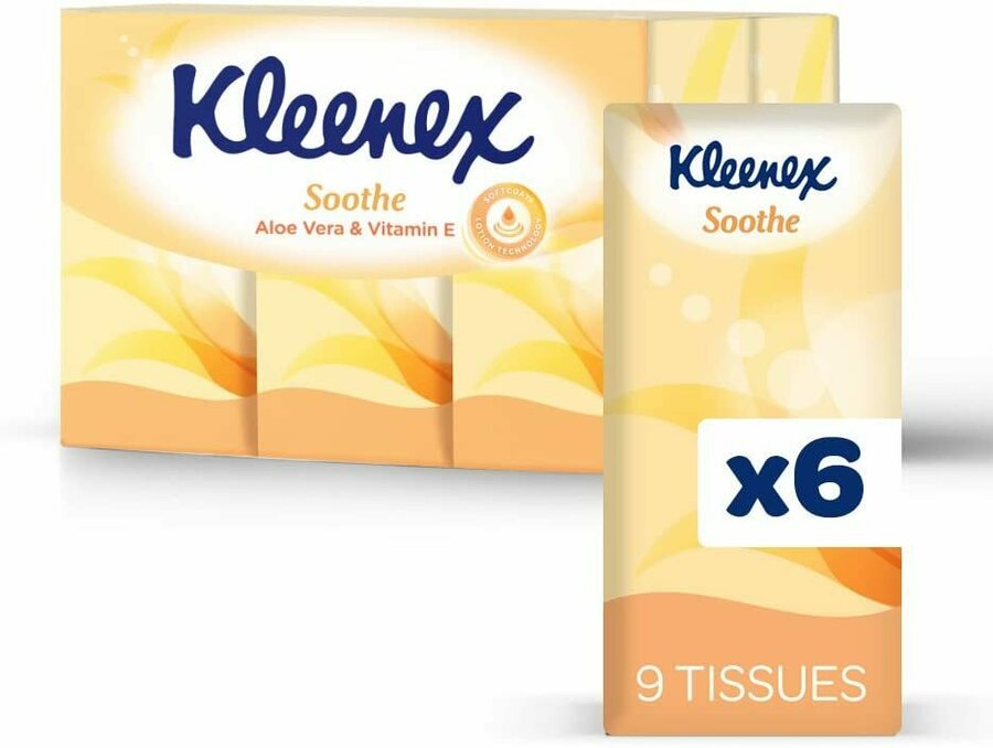 KLEENEX Facial Tissues with Aloe Vera & Vitamin E, Pocket Tissue 54