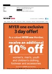 Myer One: 10% off Clothing, Footwear and Accessories