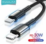 Kuulaa 30W PD USB-C to Lightning Cable 1m US$2.28 (~A$3.40), 2m Cable US$2.78 (~A$4.14) Delivered @ Kuulaa Official AliExpress