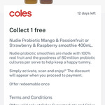 Collect 1 Free Nudie Probiotic Smoothie 400ml @ Coles via Flybuys App (Activation Required)