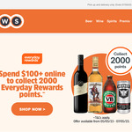 Spend $100+ Online and Collect 2000 Everyday Rewards Points (Pickup & Delivery) @ BWS