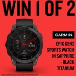 Win 1 of 2 Garmin Epix Gen 2 Sports Watches in Sapphire - Black Titanium from JB Hi-Fi