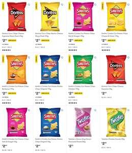 Doritos & Smiths 170g chips varieties $2.50/$2.55 + Del ($0 C&C/ in-Store) @ Big W / $0 Del with Prime or $59 Spend @ Amazon AU