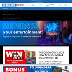 Win 1 of 5 75" or 65" TV (Samsung/LG/Hisense/TCL/Sony) and Soundbar Combos (Total Value $22,520) from The Good Guys