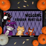 Custom Halloween Cat Doormat US$20.88 + US$7 Delivery ($0 with US$100 Order) @ INK|P.O.D Personalized Gifts