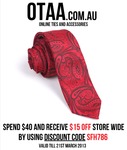 OTAA - $15 OFF for orders over $40 - Skinny Ties, Bow Ties, Free Shipping | Code SFH786