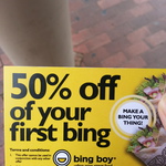 50% off Your First Bing Boy - Colonnades (SA)