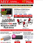 Kingston V300 SSD (240GB, $129) + 10c for 2x 8GB USB3 Sticks, Samsung microSD (32GB $16) @ MSY