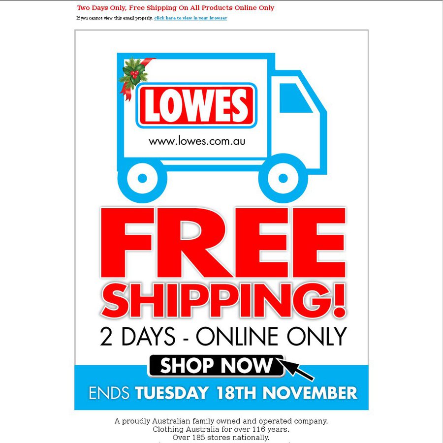 Free Shipping 2 Days Only Lowes Online OzBargain