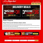 Pizza Hut 2x/3x Pizzas&Sides for $31/$35 Delivered
