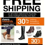 Free Shipping Sitewide [Men's Thongs $3,Tees $5, Women Thongs $2.10] @ Rivers