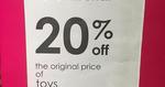 1 Day 20% off All Myer Toys Including Lego