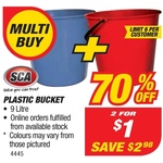 $1 for 2x 9L Plastic Buckets at Supercheap Auto