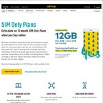 Optus $40/Month Sim Plan 12 Month Contract - 12GB Data, Unlimited Text/MMS & Unlimited Calls