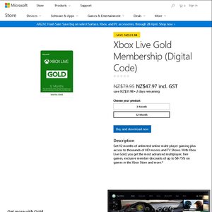 Xbox live shop gold nz