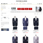 $399 Dress to impress - Wool Suit, Cotton Shirt, Silk Tie, Leather Belt. Save up to 50% @ Stafford Ellinson
