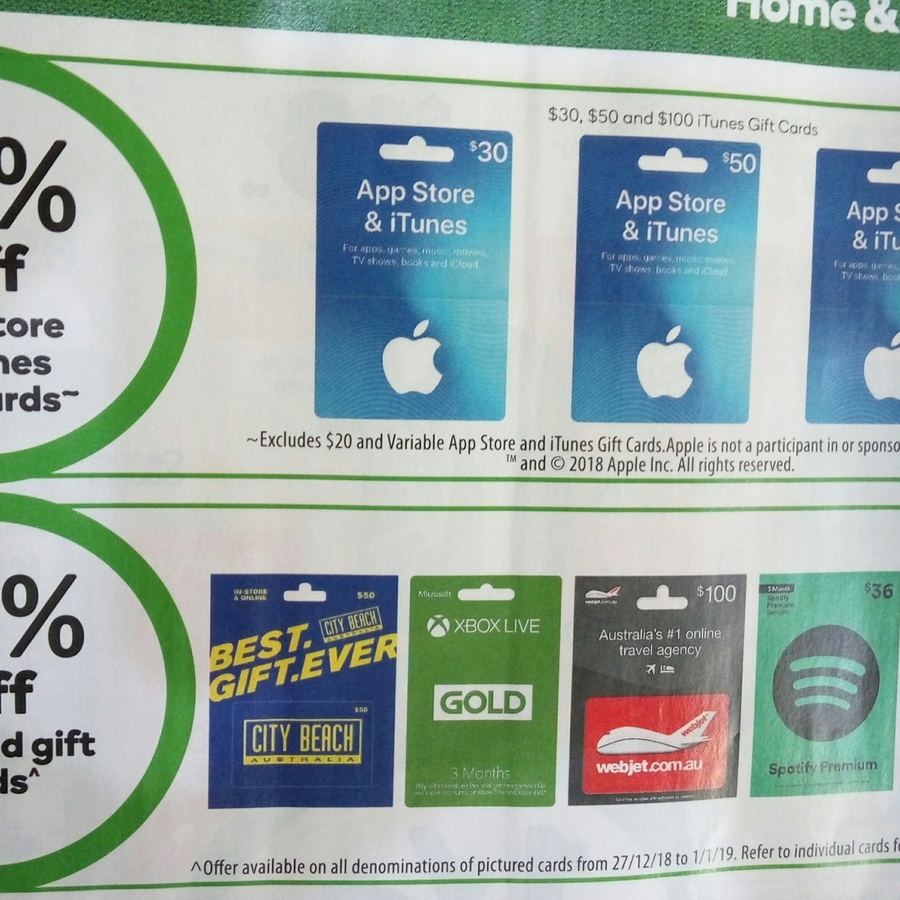 15% iTunes & App Store Gift Cards (Excludes $20) @ Woolworths