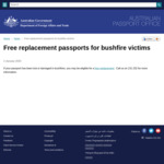 [BF] Free Replacement Passports for Bushfire Victims @ Australian Department of Foreign Affairs and Trade