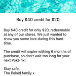 [VIC] Buy $40 Credit for $20 @ Pokéd