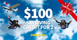 $100 off Any Tandem (2 Pax) Sky Diving Activities / Gift Vouchers @ Sydney Sky Divers