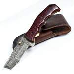 Handmade Folding Knife Damascus Steel Blade with Genuine Leather Sheath $49 + Delivery @ PEPNIMBLE