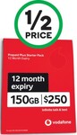 Vodafone $250 12 Months 150GB Prepaid SIM Starter Kit - $125 @ Woolworths