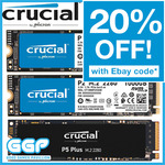 Crucial P2 NVMe M.2 SSD 1TB $121.60 Delivered ($118.56 eBay Plus) @ gg.tech365 eBay