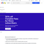 30% off Variable Fees for eBay Store Subscribers