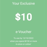 $10 Voucher for MYER One Members ($150 Minimum Spend, but Not Enforced) @ MYER