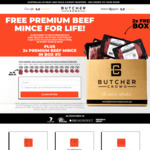 Free 500g Premium Beef Mince in Every Box (2 Free Packs First Box) with Subscription from $139/Box Delivered @ Butcher Crowd
